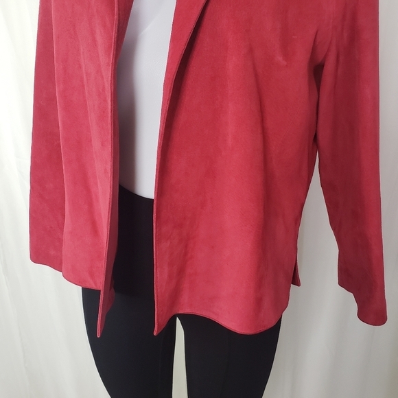Mel & Lisa red leather jacket washable suede open front size 10 - Picture 4 of 7